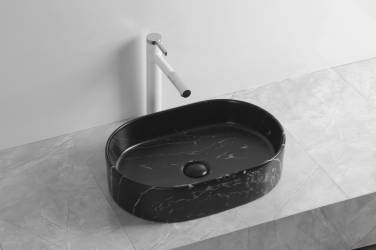 Ceruttispa CR0055B MMB2 накладная, мрамор матовый черный, овальная 500х350х120