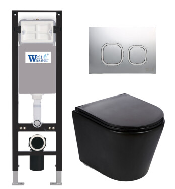 Унитаз с инсталляцией WeltWasser AMBERG 350 + SALZBACH 043 MT-BL + AMBERG RD-CR