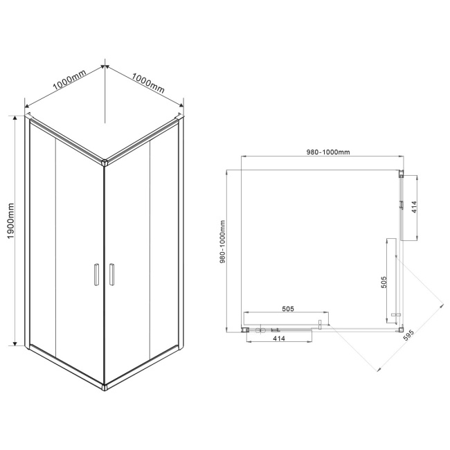Vincea Garda VSS-1G100CL, 1000x1000, хром, стекло прозрачное без поддона