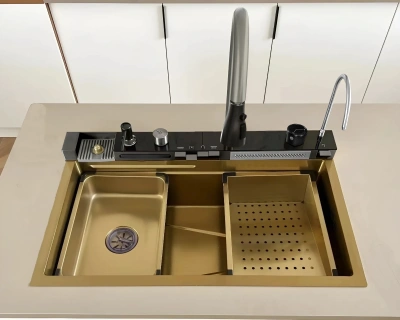 Ceruttispa GLORIA Nano Gold (золото) кухонная, многофункциональная, из нержавеющей стали, (750х460х230)