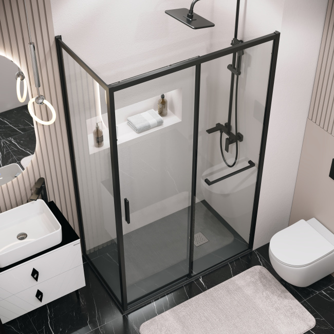 Grossman Style 200.K33.05.100.21.00 (100х195) черный матовый,стекло прозрачное, 1 место