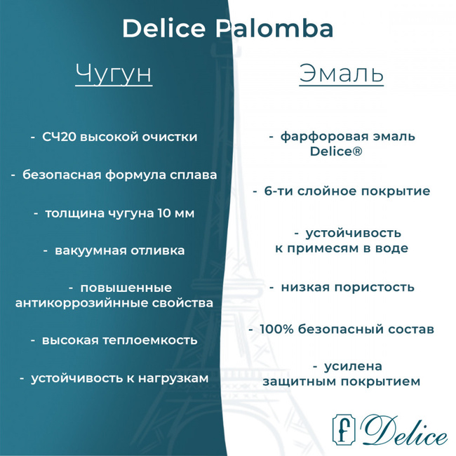 Delice Palomba 170х70 (в комплекте только ванна, без ножек и слива-перелива)