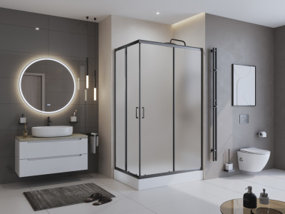 BelBagno UNO-195 UNO-195-AH-2-120/90-P-NERO черный матовый без поддона