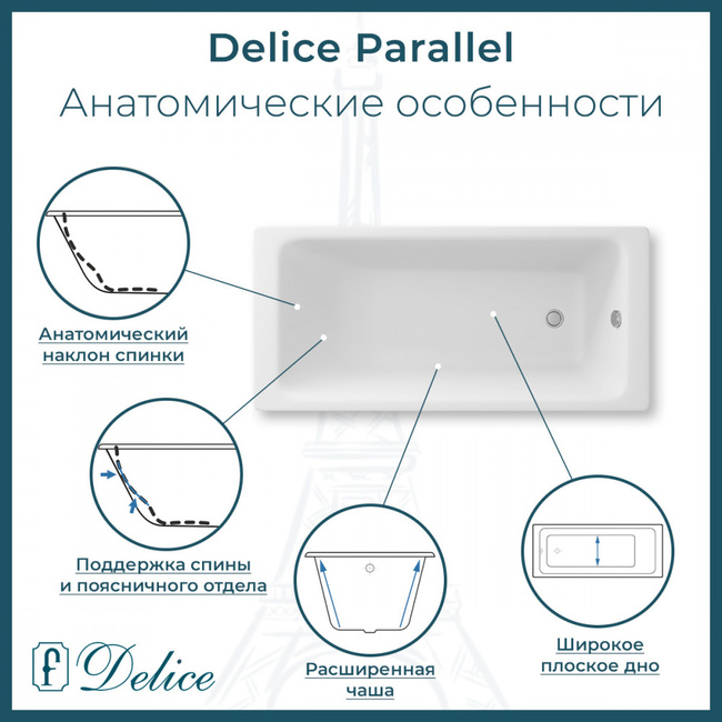 Delice Parallel 170х80 (в комплекте только ванна, без ножек и слива-перелива)