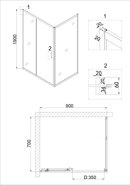 Niagara Nova NG-82-9AB-A70B 90x70 без поддона