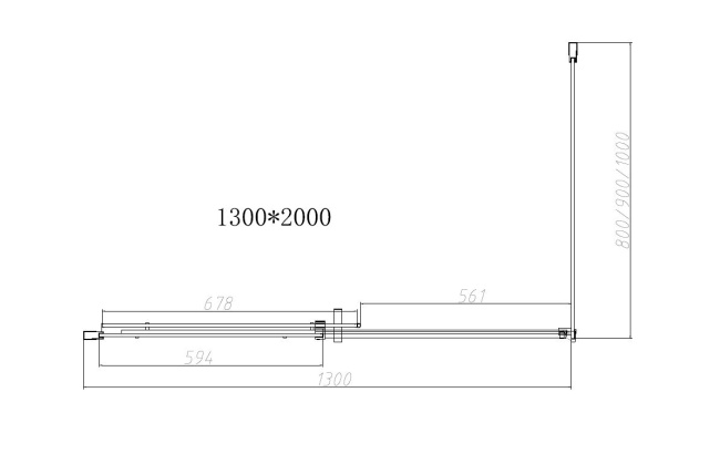 Vincea Dice VSR-4D1013CLB, 1300*1000, черный, стекло прозрачное