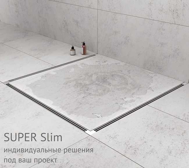BERGES водосток SUPER Slim 700, матовый хром, S-сифон D50 H60 боковой