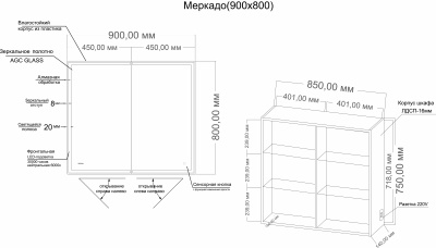 Grossman МЕРКАДО-90 см универсал. с LED подсветкой (209003)