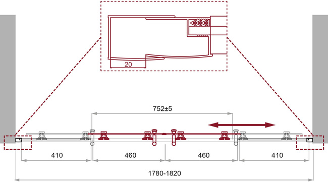BelBagno UNO-195-BF-2-180-P-Cr
