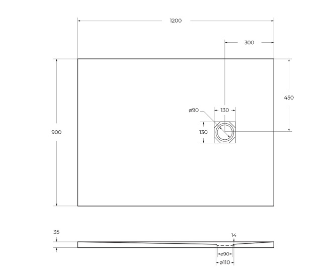 BelBagno UNO TRAY-MR-UNO-AH-120/90-35-NERO-CR