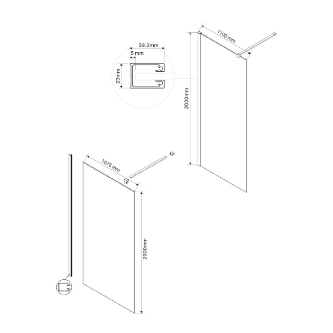 Vincea Walk-In VSW-1H110CGB, 1100*2000, черный, стекло тонированное