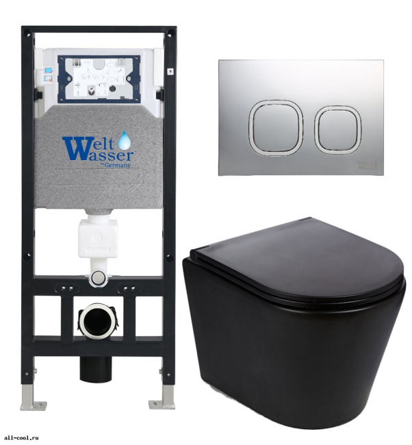 Унитаз с инсталляцией WeltWasser AMBERG 506 + SALZBACH 043 MT-BL + AMBERG RD-CR