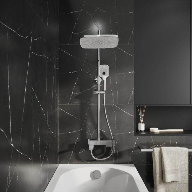 Grossman Pragma 500.K35.03.100 с верхним душем, ручной лейкой и смесителем, хром глянцевый