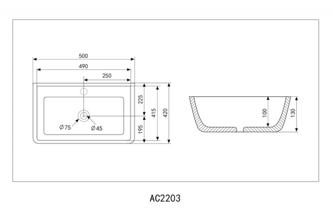 ABBER Rechteck AC2203MB черная матовая