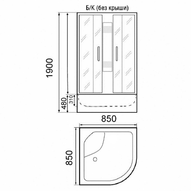 Parly TMF901 без крыши (85х85х190)