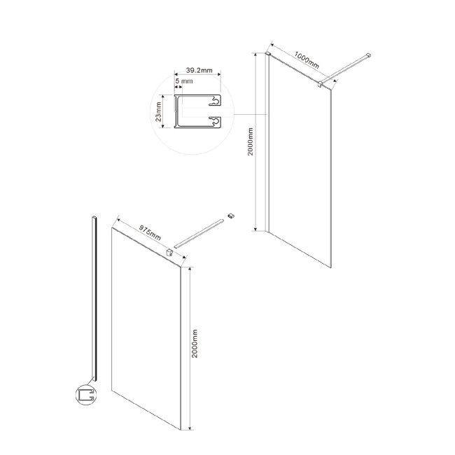 Vincea Walk-In VSW-1H100CG, 1000x2000, хром, стекло тонированное