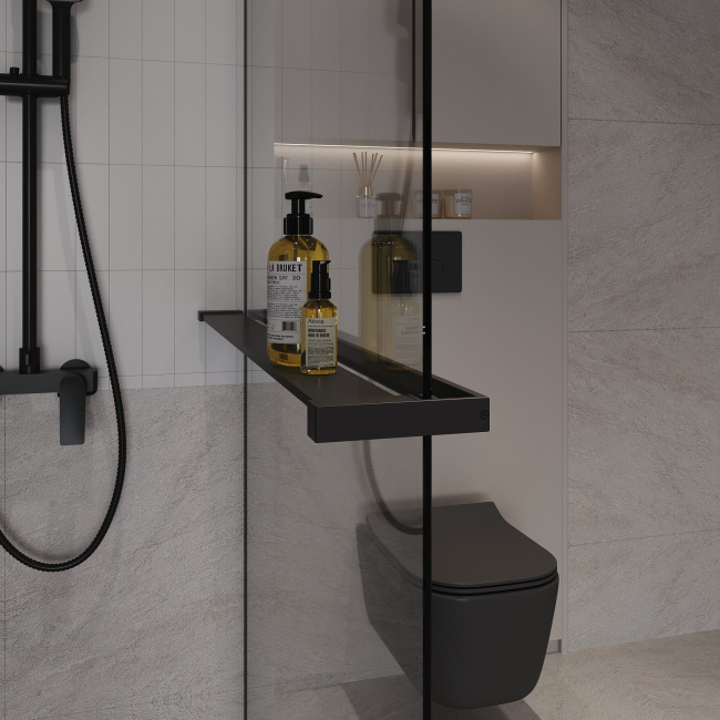 Niagara Nova NG-670-90ВLACK (90*195) черный матовый, стекло прозрачное,1 место