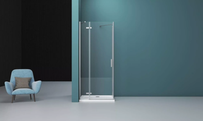 BelBagno Kraft 120 (KRAFT-60/60-C-Cr-L) левая, профиль хром/стекло прозрачное
